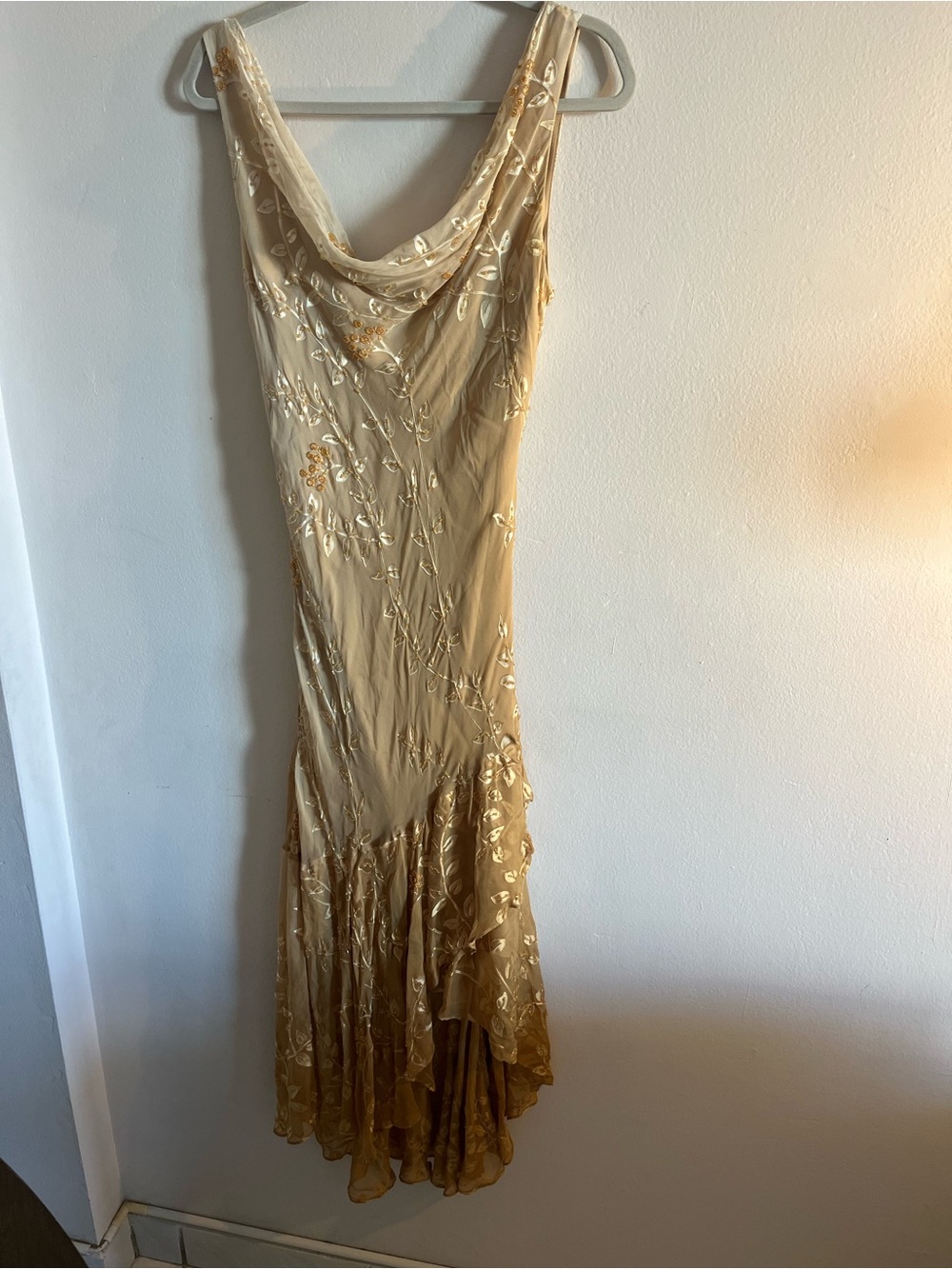 Vintage Nina Austin Elegant Beaded Cowl Neck Dress